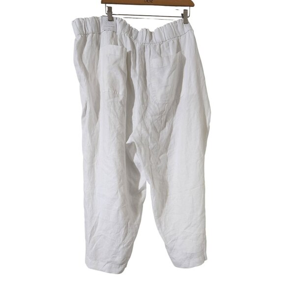 Talbots Nantucket Pull-On Wide Leg Crop Pants Size 3X White 100% Linen - Picture 2 of 9